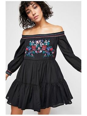 Free People Sunbeams Embroidered Mini Dress